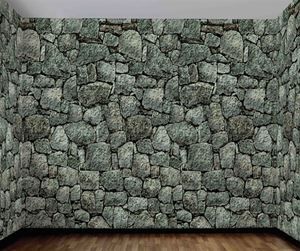 Dungeon Stone Wall Decor - 353037 | trendyhalloween.com #halloweendecorations Stone Wall Backdrop, Dungeon Decor, Medieval Party, Scene Setters, Easy Halloween Decorations, Outdoor Stone, Scary Halloween Decorations, Wall Backdrops, Spooky Decor