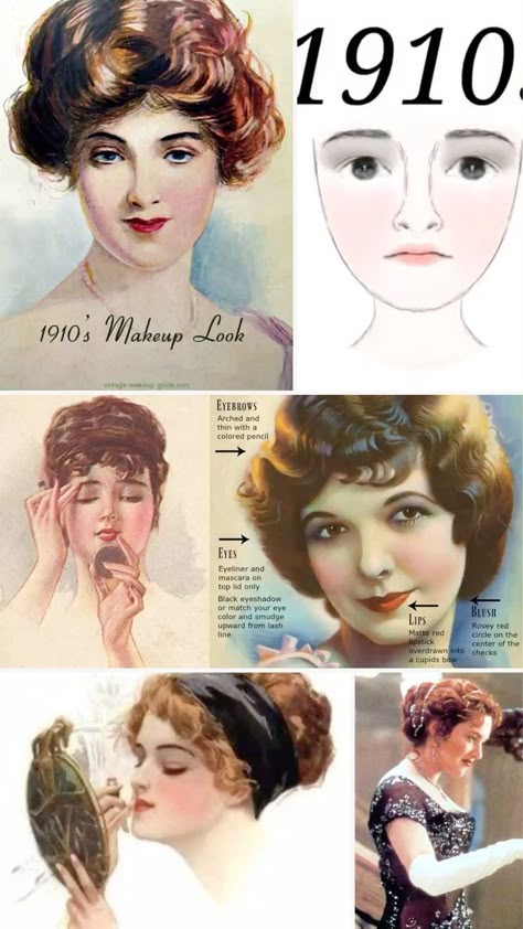 1910 Makeup Look, Historical Makeup Looks, 1912 Makeup, 1800s Makeup Look, 1890s Makeup, Regency Era Makeup, 1800 Makeup, 1900 Makeup, 1910s Makeup