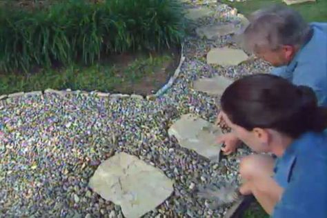 Crushed Rock Pathway, Removing Sod, Rock Walkways, Stepping Stone Walkway, Rock Pathways, Wheel Chair Ramp, Diy Decks, Landscaping 101, Patio Yard Ideas