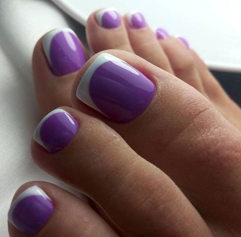 2024 Summer Toe Nail Colors & Designs: Trendy Gel, Polish, and Art Ideas Nails Feet Pedicure, Purple French Tip Nails, Toenail Colors, Purple French Tip, Purple Toe Nails, Feet Pedicure, Purple French, Violet Nails, French Pedicure