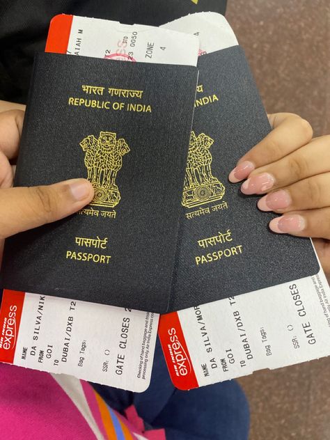 Indian Passport With Tickets, Indian Passport Aesthetic, Indian Passport Picture, Passport India, Manifestation 2025, Indian Passport, Mumbai Indians Ipl, Air India Express, Hand Baggage