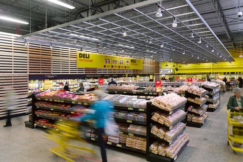 No frills by Landini Associates Super Market Interior, Hypermarket Design, Market Reference, Supermarket Interior, Supermarket Design Interior, Retail Architecture, Open Ceiling, Were Engaged, Supermarket Design