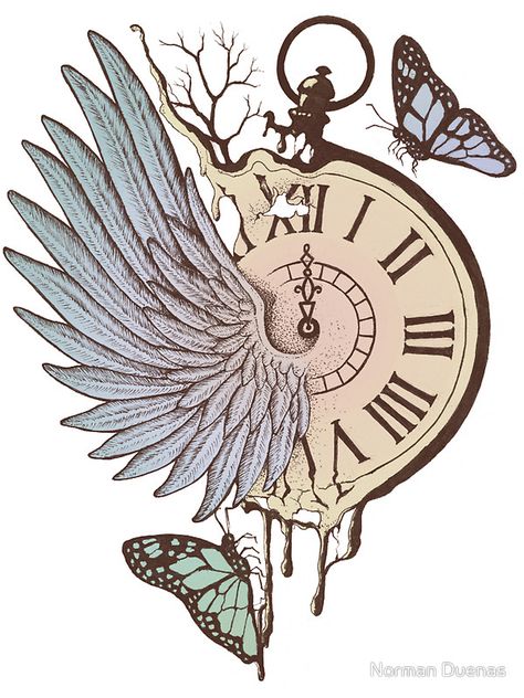 Le Temps Passe Vite (Time Flies) by Norman Duenas Time Flies, Tattoo Idea, Tattoos And Piercings, Drawing Ideas, Body Art, Butterflies, To Draw, Art Ideas, Tattoo Designs