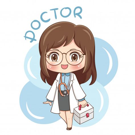 Female character character doctor illust... | Premium Vector #Freepik #vector Medical Artwork, Doctor Drawing, Medical Quotes, Medical Wallpaper, Girl With Glasses, Cartoon Girl, A Doctor, Female Character, Cute Cartoon Wallpapers