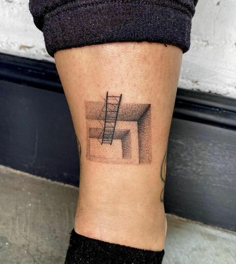 Optical Illusions Tattoo Ideas, Tattoo Optical Illusions, Perspective Tattoo Illusions, Geometric Illusion Tattoo, Shoulder Chest Tattoo, Optical Illusion Stairs, Crazy Optical Illusions, Perspective Tattoos, Illusion Tattoo