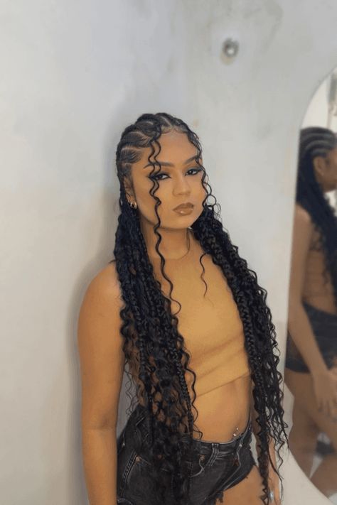 Fulani braids, effortless hairstyles, chic looks Fulani Braids Jumbo, Bohemian Cornrows Braids, Avatar Braids, Jumbo Fulani Braids, Baddie Hairstyles Braids, Braids Baddie, Intricate Cornrows, Fulani Braids With Curls, Fulani Braid