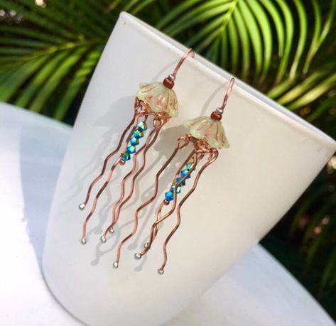 Jellyfish Jewelry, Jellyfish Earrings, Green Resort, Jellyfish Pendant, Artsy Earrings, Resort Jewelry, Ocean Earrings, Shrinky Dink, Beachy Boho