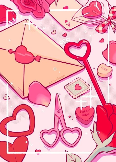 Lovecore Aesthetic Wallpaper, Valentine's Aesthetic, Valentine's Day Wallpaper, Love Core, Valentines Day Drawing, Lovecore Aesthetic, Day Wallpaper, Valentines Wallpaper, All I Ever Wanted