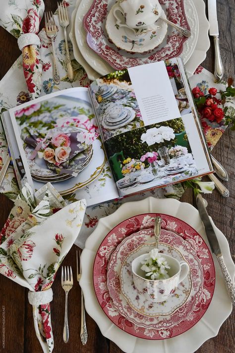 Transferware Tablescape, Holiday Tea Party, Transferware Dishes, Crown Ducal, Red Transferware, Victoria Magazine, Holiday Tea, Apartment Dining Room, Apartment Dining