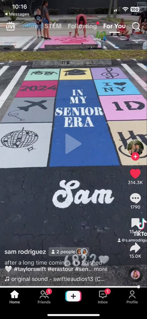 Kpop Parking Spot Painting, In My Senior Era Parking Spot, Senior Parking Taylor Swift, Unique Parking Spot Ideas, Senior Parking Space Taylor Swift, Senior Tile Painting Ideas, Taylor Swift Themed Senior Parking Spots, Senior Parking Space Ideas Harry Styles, Senior Parking Spot Ideas Taylor Swift