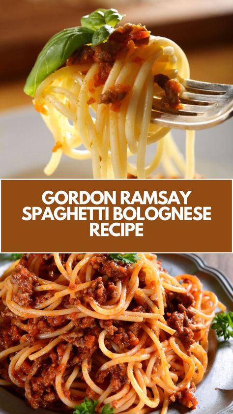 This delicious and simple spaghetti bolognese recipe from Gordon Ramsay is perfect for a quick weeknight meal. Packed with rich, savory flavors and a silky finish from the milk, it’s both comforting and easy to make. You can easily adjust the ingredients based on what you have in your kitchen! Easy Spaghetti Bolognese, Gordon Ramsey Recipes, Breakfast Chicken, Spaghetti Bolognese Recipe, Gordon Ramsay Recipes, Spaghetti Recipes Easy, Simple Spaghetti, Gordon Ramsay Recipe, Chef Gordon Ramsay