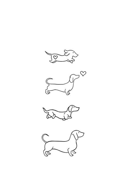 Dog Tribute Tattoo Small Dachshund, Weenie Dog Embroidery, Weenier Dog Tattoo, Embroidery Daschund, Fine Line Daschund Tattoo, Tiny Dachshund Tattoo, Dashound Drawings, Weenie Dog Tattoo Dachshund, Mini Dachshund Tattoo