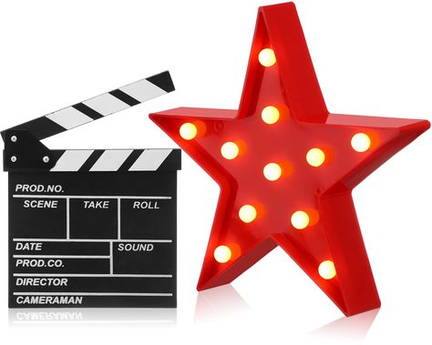 Movie Clapper Board, Hollywood Decorations, Clap Board, Backyard Movie Night Party, Movie Clapper, Movie Night Decorations, Movie Theater Decor, Theater Decor, Movie Themed Party