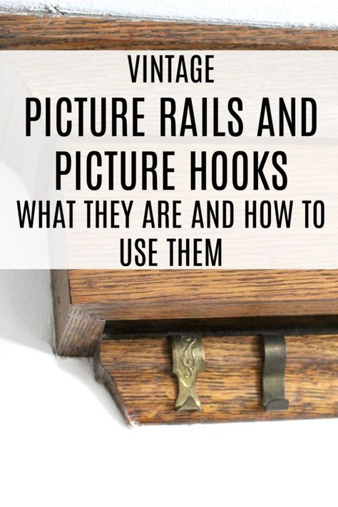 My 100 year old home has vintage picture rails and picture hooks. Here is what they are and how to use them. Hanging Pictures From Crown Molding, Picture Rail Hooks, Diy Picture Rail, Picture Rail Hangers, Picture Rail Hanging, 1900 House, Art Hanging System, Picture Rail Molding, Picture Rails