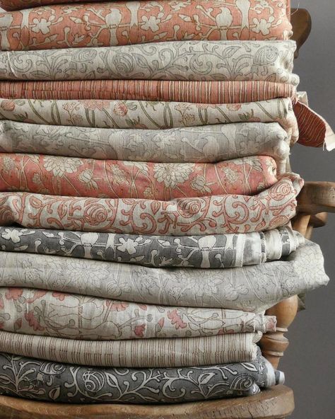 Cosy Farmhouse, French Textiles, Artisan Textiles, British Colonial Decor, Hand Printed Linen, Feminine Home, Hand Printed Textiles, Burlap Curtains, Fabric Photography