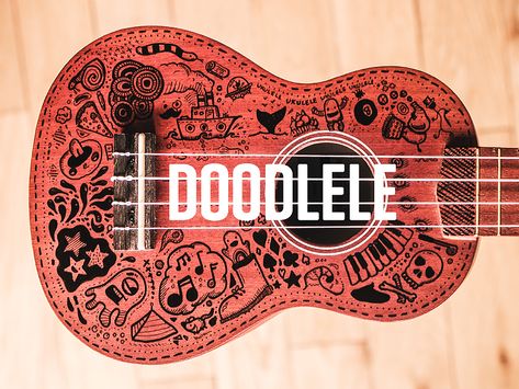 Ukulele + Doodle = Doodlele by Rich Hinchcliffe Ukulele Tumblr, Guitar Doodle, Ukulele Stickers, Sharpie Designs, Guitar Decorations, Ukulele Design, Ukulele Art, Animal Paintings Acrylic, Instruments Art