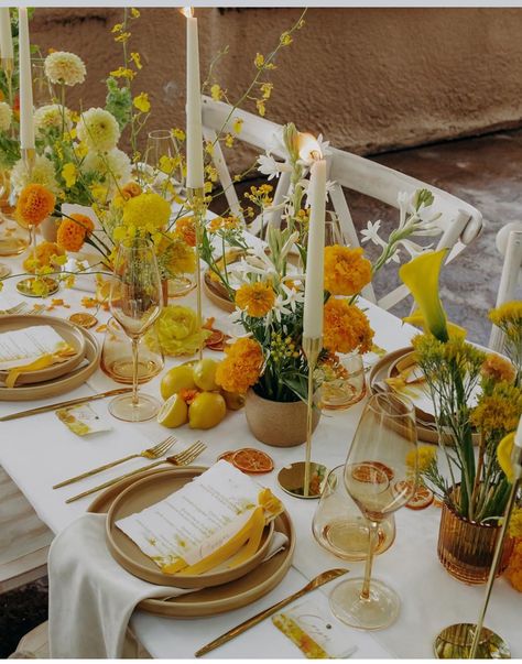 Summer Wedding Colors Yellow, Sage Green And Mustard Wedding, Earth Tone Wedding Colors Summer, Amber And Sage Green Wedding, Wedding Color Yellow Schemes, Yellow And Emerald Wedding, Sage Green And Orange Wedding Theme, Yellow And Beige Wedding, Sage Green And Pale Yellow Wedding