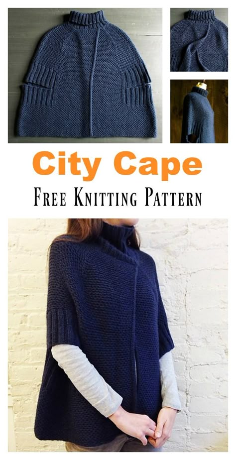 Cape Pattern Free, Knitted Cape Pattern, Crochet Caplet, Poncho Knitting, Crochet Cape, Cape Pattern, Poncho Knitting Patterns, Knitted Cape, Quick Knits