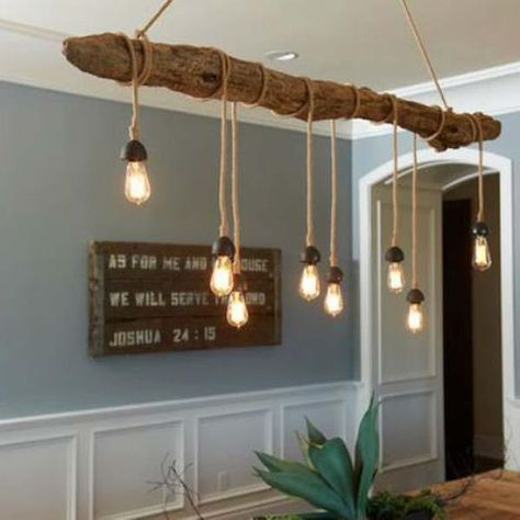 30 Sensible DIY Driftwood Decor Ideas That Will Transform Your Home homesthetics driftwood crafts (12) Diy Lampe, Lights Hanging, Decor Ikea, Driftwood Decor, Deco Luminaire, Driftwood Crafts, The Dining Room, Driftwood Art, Decor Rustic