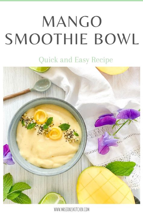 Smoothie Bowl Without Banana, Smoothie Bowl No Banana, Breakfast Smoothie Bowls, Mango Lassi Recipes, Mango Smoothie Bowl, Easy Vegan Breakfast, Refreshing Breakfast, Breakfast Ideas For Kids, Vegan Breakfast Easy