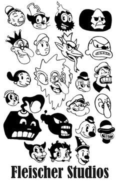 For the next time you have to animate a 1920s-style character: a 1929 Fleischer Studios mouth chart. Description from pinterest.com. I searched for this on bing.com/images Fleischer Studios, 1930s Cartoons, Vintage Style Tattoos, 동화 삽화, Old School Cartoons, Cartoon Style Drawing, Vintage Cartoons, Rubber Hose, Cartoon Tattoos