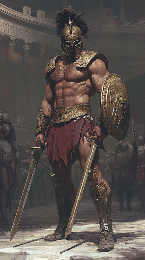 Greek Warrior Art, Hoplite Armor, Ancient Greek Sports, Gladiator Character Design, Spartan Warrior Art, Fantasy Gladiator, Hector Of Troy, Gladiator Character, Rome Mythology