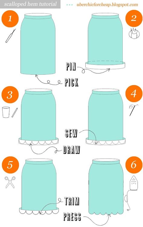 how to scallop a hem - to do on shorts? Mood Happy, Skirt Patterns, Scalloped Skirt, Skirt Tutorial, Sewing Skirts, Pattern Drafting, Hem Skirt, Sewing Skills, How To Sew