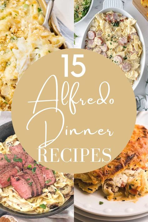 No matter what you are in the mood for, these Alfredo dinner recipes will hit the spot every single time. There’s nothing better than a creamy and delicious Alfredo sauce especially when you can add your favorite vegetables or meats to it. Recipes Using Canned Alfredo Sauce, Recipes Using Alfredo Sauce Dinners, Alfredo Sauce Ideas, Different Alfredo Recipes, Easy Pasta Recipes Alfredo, Dinner Ideas With Alfredo Sauce, Dinner With Alfredo Sauce, Alfredo Sauce Meals Dishes, Unique Alfredo Recipes