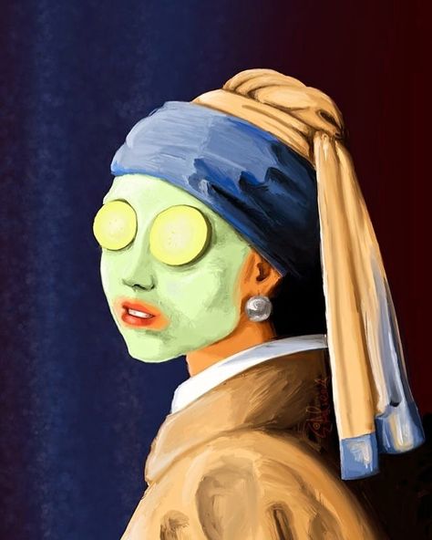 Girl With Pearl Earring, Art Parody, Johannes Vermeer, Foto Tips, Famous Art, Pearl Earring, Art Memes, Malbec, Funny Art