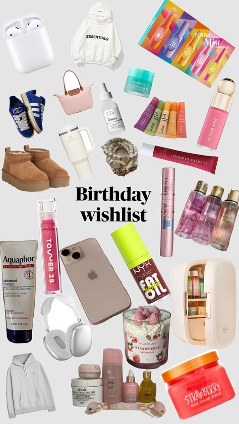 Birthday wishlist #birthday#dreams#obsessed 16 Gifts For 16th Birthday, Sweet 16 Birthday Gift Ideas, Sweet 16 Gift Ideas, 16 Birthday Presents, Sweet 16 Birthday Gifts, Sweet Sixteen Gifts, Halloween Baskets, Bday Wishlist, Healing Ointment