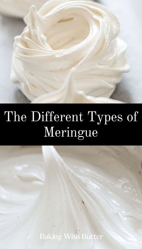 Yummy Meringue - tangy and sweet, a classic pie topping. Meringue Frosting Cake, Stiff Meringue Recipe, Baked Meringue Recipe, Mirange Topping, Pumpkin Pie Meringue, Meringue Cake Decoration Ideas, Meringue Topping For Pies, Types Of Meringue, Chewy Meringue Recipe