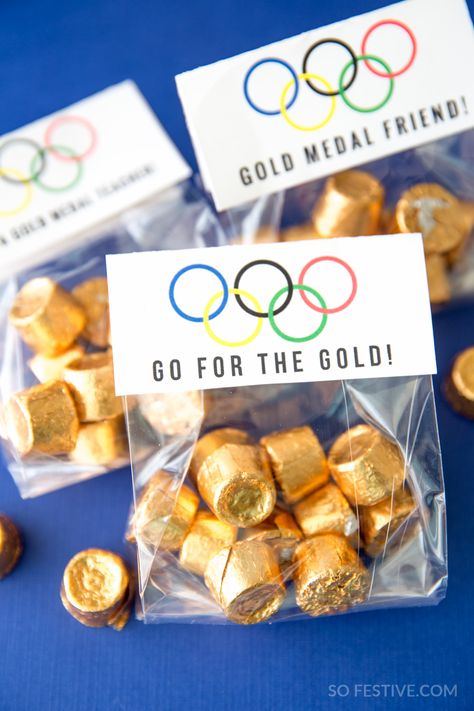 10 Simple Olympic Party Ideas- Go For the Gold Olympic Party Favors- teacher appreciation gifts Olympic Party Games, Olympic Party Decorations, Summer Olympics Party, Vbs Olympics, Pa Week, Olympic Food, Office Olympics, Olympics Decorations, Olympic Theme Party