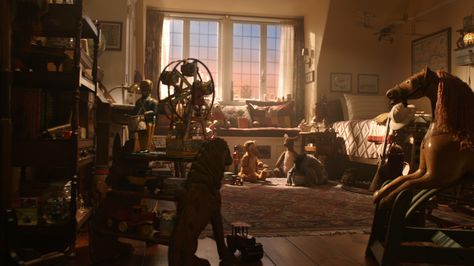 Christopher Robin's bedroom<3 Vintage Boys Bedrooms, Disney Version, Old Manor, Christopher Robin, Walt Disney Animation Studios, Toy Rooms, Big Boy Room, Movie Sets, Mickey Mouse And Friends