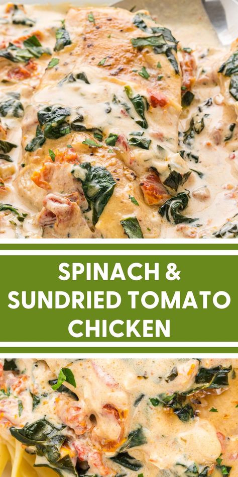 Chicken Alfredo With Sundried Tomatoes And Spinach, Sundried Tomato And Spinach Chicken, Sun Dried Tomato Spinach Bacon Chicken, Sun Dried Tomatoes And Chicken, Chicken Dried Tomatoes Recipes, Chicken Spinach Sun Dried Tomatoes Recipes, Chicken Spinach Sun Dried Tomatoes, Chicken Recipes With Sun Dried Tomatoes, What To Make With Sun Dried Tomatoes