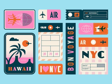 Travel Graphic Design, Poster Sport, Ticket Design, Itinerary Planning, Travel Brand, Travel Stickers, Japanese Graphic Design, Travel Logo, Design Posters