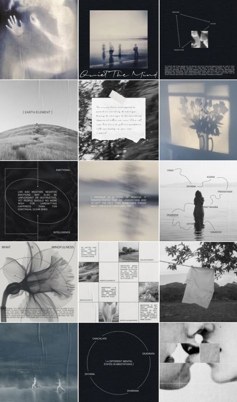 Dark Social Media Aesthetic, Christian Instagram Feed Ideas, Meditation Instagram Feed, Aesthetic Blog Design, Dark Blue Branding, Socials Aesthetic, Meditation Branding, Gray Branding, Retreat Aesthetic