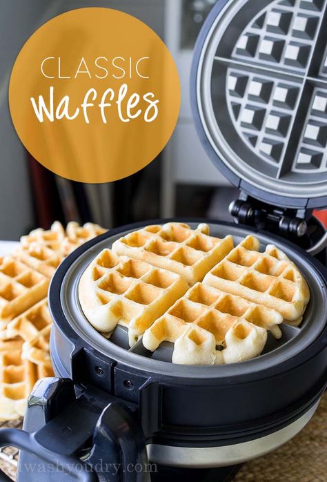 This Classic Waffle Recipe makes perfectly crisp on the outside, fluffy on the inside waffles that are to die for! Classic Waffle Recipe, Easy Waffle Recipe, Waffle Iron Recipes, Waffle Maker Recipes, Waffle Recipe, Waffle Iron, Waffle Recipes, Waffle Maker, Breakfast Dishes