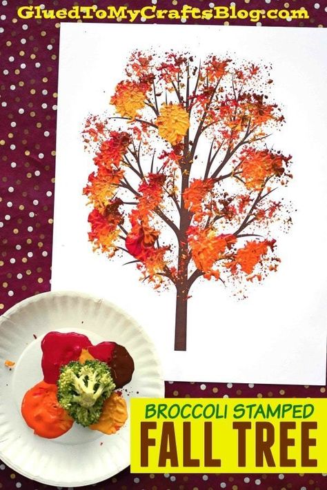 Broccoli Craft, Kids Fall Crafts, Preschool Fall, Fall Arts And Crafts, Thanksgiving Crafts For Kids, Fall Tree, Fall Preschool, Daycare Crafts, Kid Craft