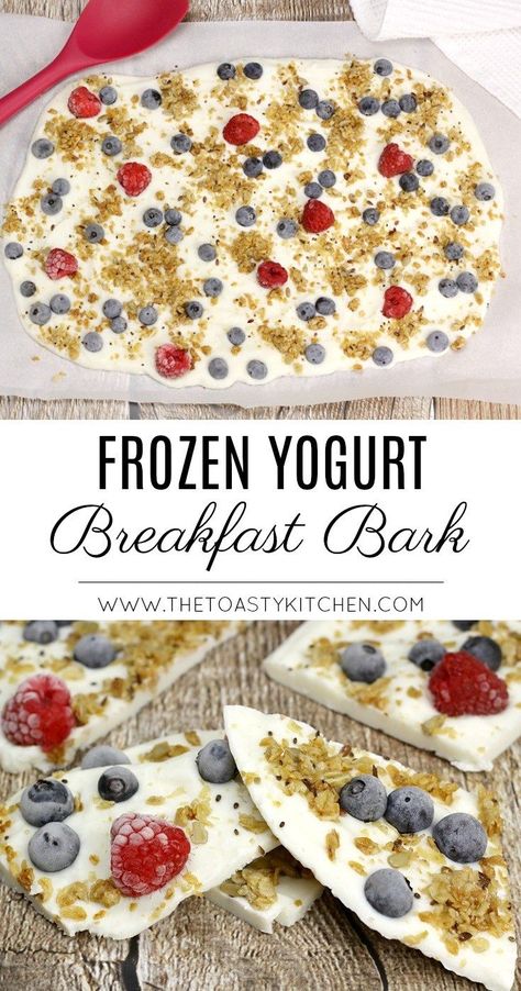 Raspberry Snacks, Light Breakfast Ideas, Yogurt Bark Recipe Frozen, Filling Breakfast Recipes, Easy Frozen Yogurt, Yogurt Bark Recipe, Greek Yogurt Breakfast, Frozen Yogurt Bark, Yogurt Bark