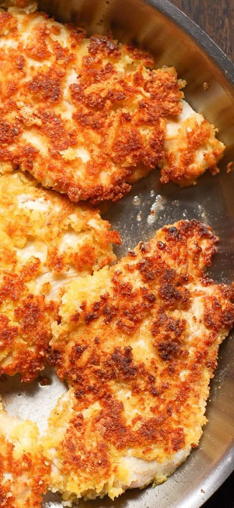 Parmesan Crusted Chicken Cast Iron Skillet, Parmesan Crusted Chicken Pan Fried, Parmesan Crusted Chicken Salad, Fried Chicken And Pasta Recipes, Healthy Pan Fried Chicken, Pan Fried Crispy Chicken, Panko Crusted Chicken Fried, Crispy Skillet Chicken, Breaded Chicken With Pasta