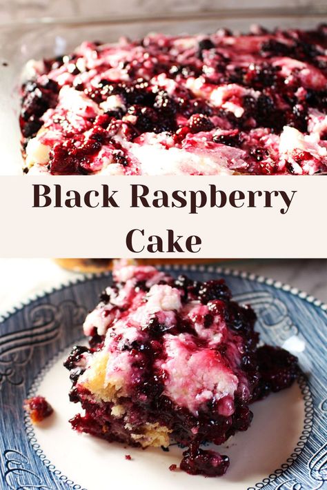 Black Raspberry Cake recipe made. Blackberry Velvet Delight, Recipes For Black Raspberries, Cake And Fruit Dessert, Black Raspberry Cake Recipes, Black Raspberry Recipes Desserts, Black Raspberry Custard Pie, Black Raspberry Cookies, Blackcap Raspberry Recipes, Black Raspberry Crisp