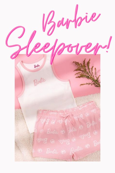 Barbie Pajamas #barbiemovie #barbieslumberparty #barbiepjs #barbiepajamas #barbieparty #barbieset #barbie #imabarbiegirl #amazonfind #amazonfashion #summer #pajamas #pink #pinkpajamas #pinkpjs #pajamaset #slumberparty #barbiecollab #barbiecostume #sleepover #sleepset #matching #barbiematching Barbie Pjs Pajamas, Barbie Pajamas Women, Barbie Pyjamas, Barbie Pjs, Barbie Pajamas Pattern, Playful Pink Sleepover Sets, Barbie Pajamas, Barbie Bachelorette, White Vest