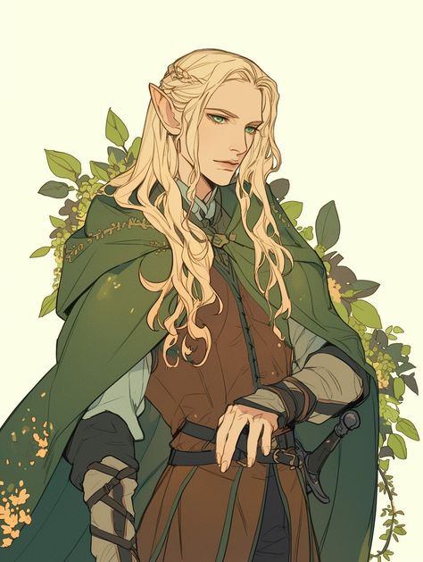 Wood Elf Outfit Male, Blond Elf Male, Male Cleric Dnd, High Elf Dnd, Male Elf Art, High Elves Dnd, High Elf Male, Elven Oc, Dnd Cyberpunk