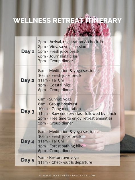 Retreat Itinerary, Diy Wellness Retreat, Retreat Schedule, Retreat Activities, Wellness Workshop, Healing Retreats, Health Retreat, Creative Retreat, Yoga Business