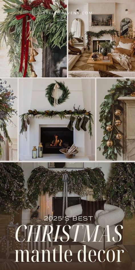 On the hunt for 2024' best Christmas mantles? These absolutely beautiful Christmas mantel ideas are a must-see - explore all of 2024's top modern Christmas decor trends and get inspired by all these super pretty Christmas decorations we'll be trying in our own homes this year. (SAVE to your Christmas decor inspiration board to shop the look later!) Christmas Mantel Inspiration, Christmas Mantle 2024, Christmas Mantels Simple, Christmas Trend 2024, Christmas Decor Trends 2024, Tree With White Ornaments, Christmas 2024 Trends Decoration, 2024 Christmas Decor Trends, White And Silver Decorations