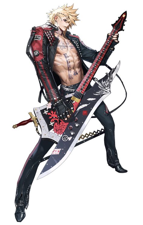 Elcid, Rockstar Skin from Chaos Heroes Online Chaos Online, Rock Star Outfit, Character Design Cartoon, Cyberpunk Character, Game Character Design, Arte Fantasy, 판타지 아트, Character Design Male, Art Poses