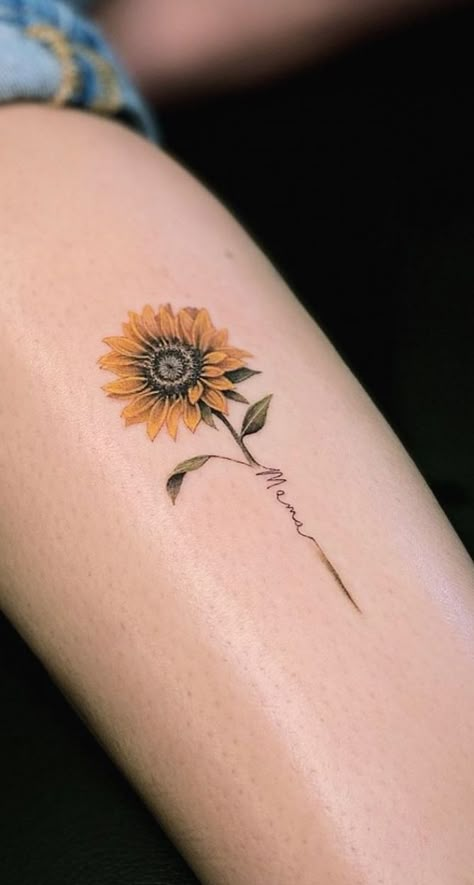 Sunflower Tattoo Shoulder, Small Sunflower, Muster Tattoos, Mother Tattoos, Sunflower Tattoos, Mother Daughter Tattoos, Classy Tattoos, Sunflower Tattoo, Tattoos For Daughters