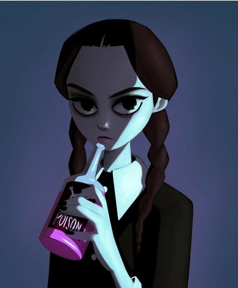 Happy Wednesday! Wednesday Addams by Ariadna Matínez Barba Addams Family Art, Wednesday Fanart, Creepy Kawaii, Addams Family Wednesday, Wednesday Adams, Adams Family, Prop Styling, The Addams Family, Beautiful Dark Art