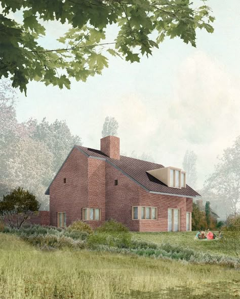 Sergison Bates architects Architecture Collage Render, Country House Architecture, Sergison Bates, Architecture Renders, Architecture Render, Photoshop Rendering, Architecture Portfolio Design, Architecture Presentation Board, Architectural Rendering