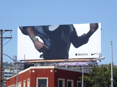 Apple Watch Nike+ billboard Nike Billboard, French Luxury Brands, Apple Watch Nike, Apple Watch Series 2, Hollywood Boulevard, Sunset Strip, Ad Creative, New Bands, Workout Apps